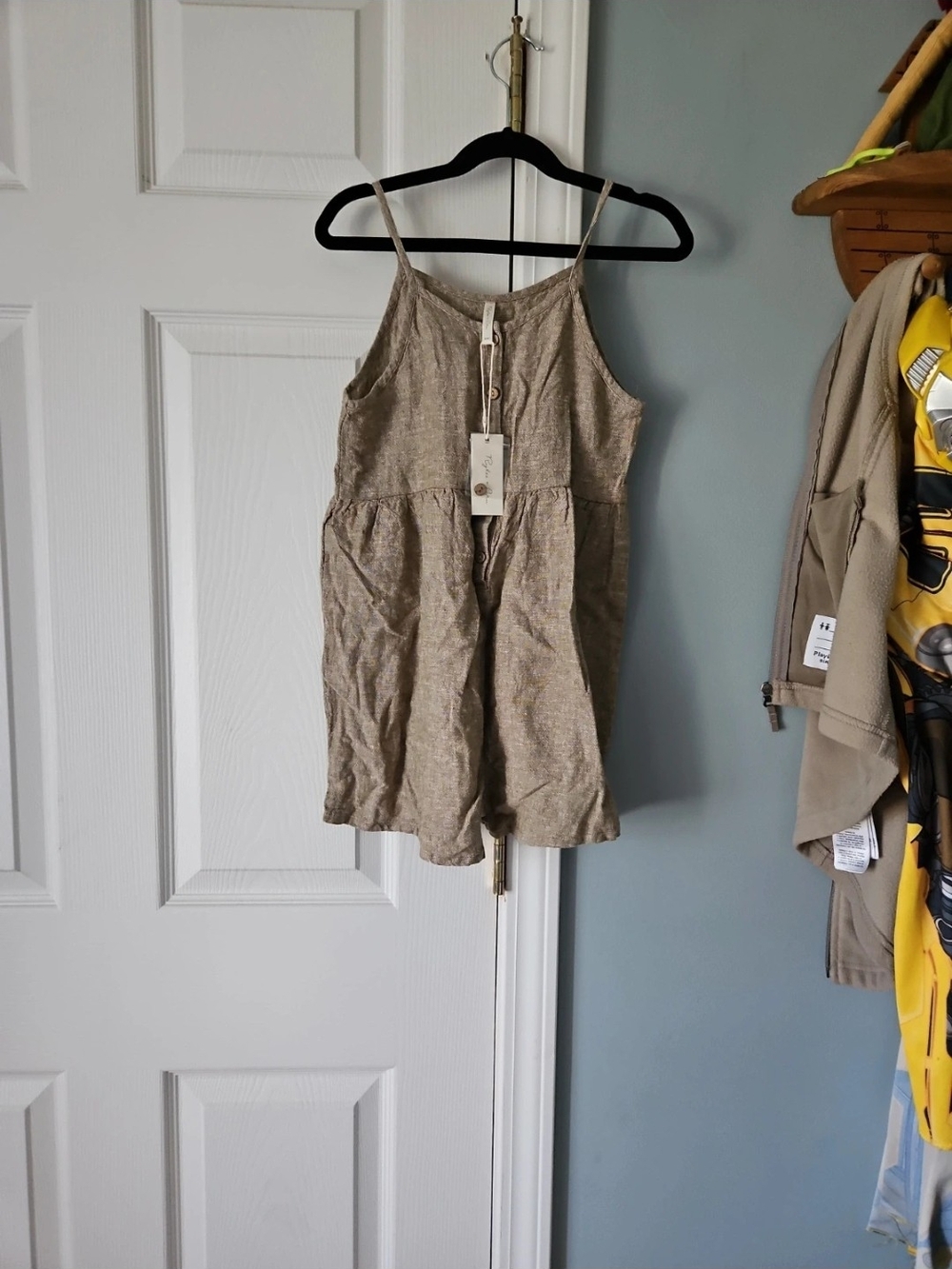 Rylee + Cru Neutral Spaghetti Strap Romper